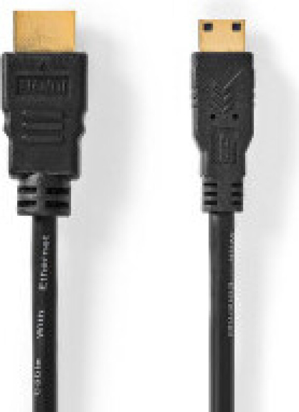 High Speed HDMI kabel med Ethernet | HDMI -kontakt | HDMI minikontakt | 4K@30Hz | 10.2 Gbps | 2.00 m | Rund | PVC | Sort