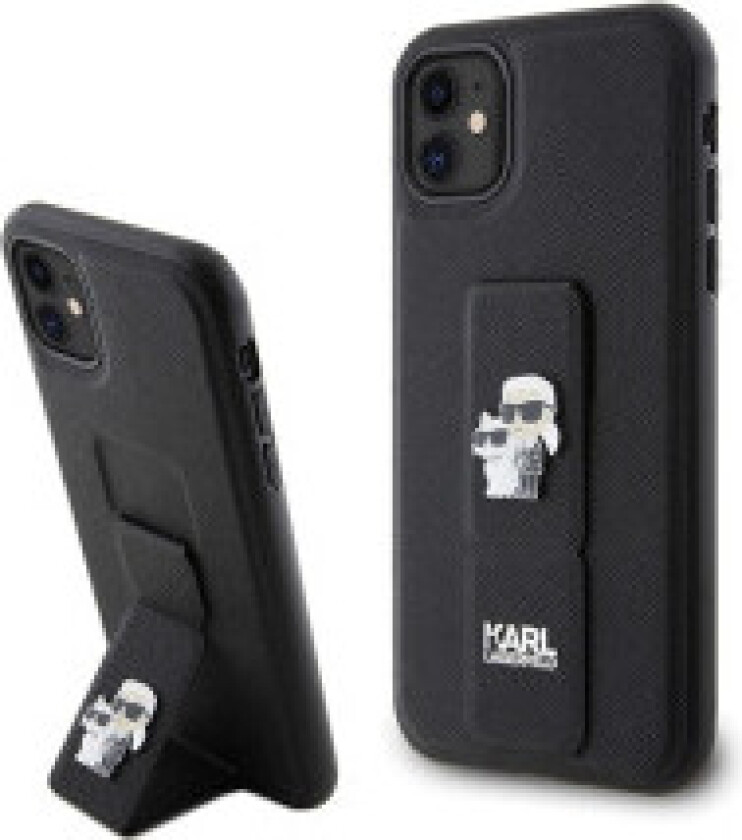 Karl Lagerfeld Gripstand Saffiano Karl & Choupette Pins - iPhone 11-deksel