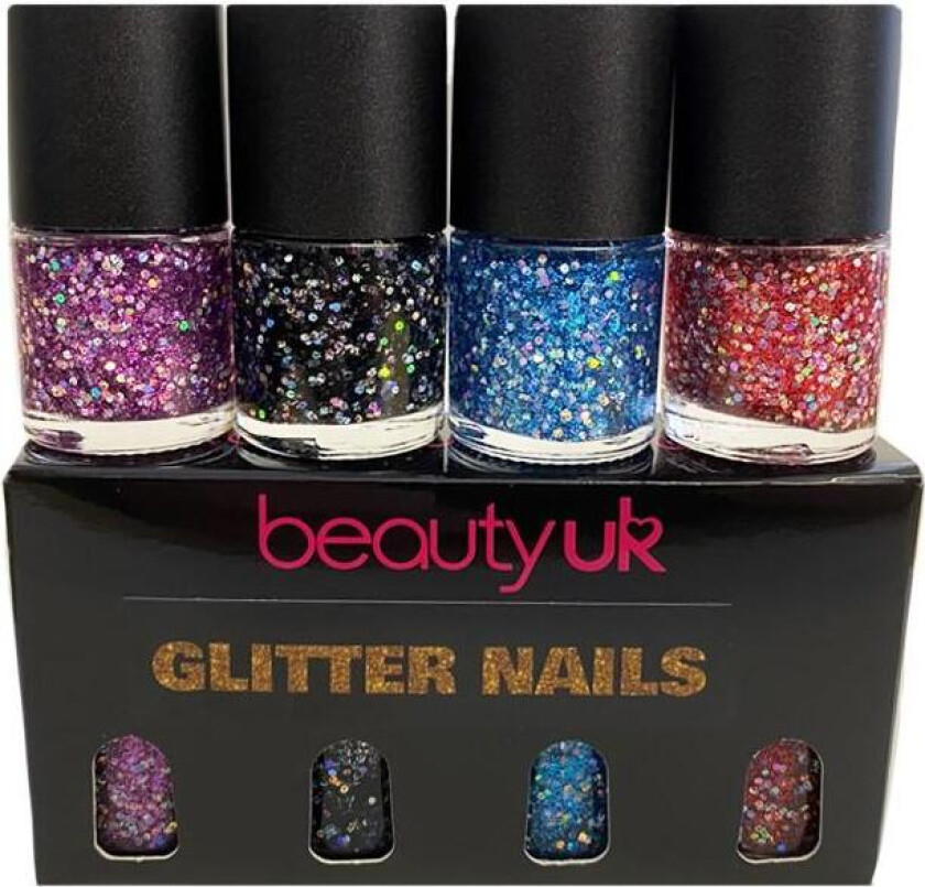 Beauty UK Glitter Nails Polish Set 4x9ml