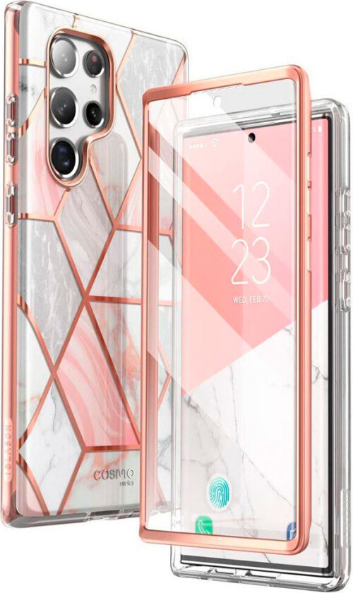I-Blason Samsung Galaxy S22 Ultra i-Blason Cosmo Marble Bakdeksel Med Skjermbeskytter - Rosa