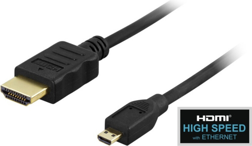 HDMI-kabel, 1.4+E, 19-pin ha-Micro 19-pin ha, 1080p, svart, 1m