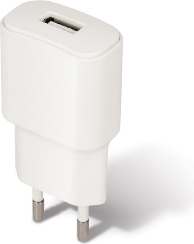 USB-vegglader, 2A, hvit