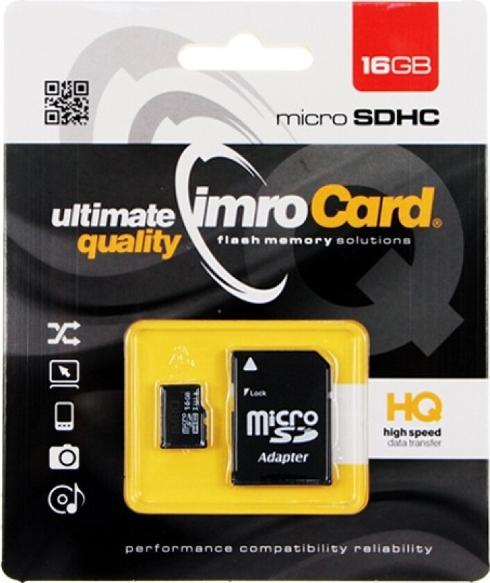 MicroSDHC 16 GB cl.10 UHS-I med adapter