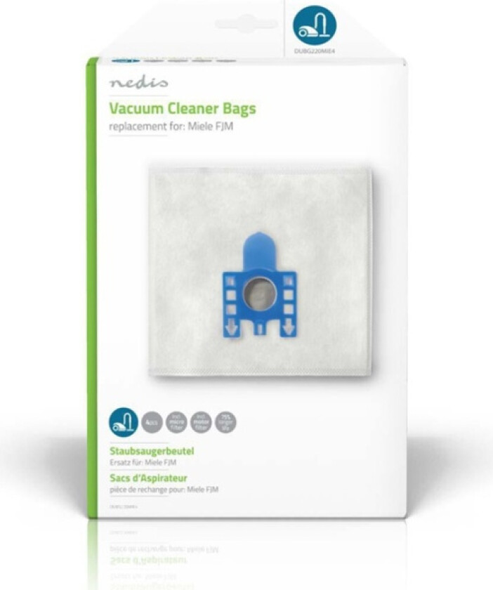 Støvsugepose- | 4 stk. | Syntetisk | Mest solgt for: Miele | Hvit