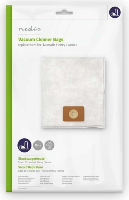 Støvsugepose- | 10 stk. | Syntetisk | Mest solgt for: Numatic | Hvit