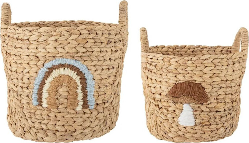 Agnes oppbevaringskurv med håndtak 2 deler Regnbue-sopp