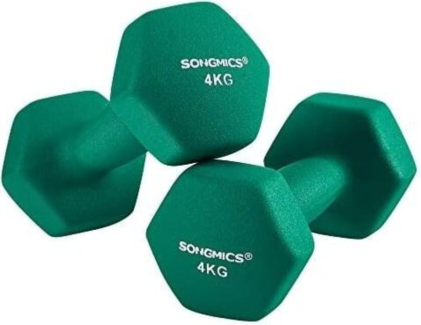 Hantlersett, 2 x 4 kg neoprenhåndvekter, treningsøkter for hjemmetrening, vanntett og sklisikker med matt overflate, 20,5 x 9 cm