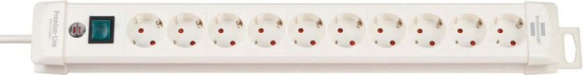 brennenstuhl Extension socket Premium-Line 10-Vei 3.00 m Hvit - Beskyttende Kontakt TYPE F