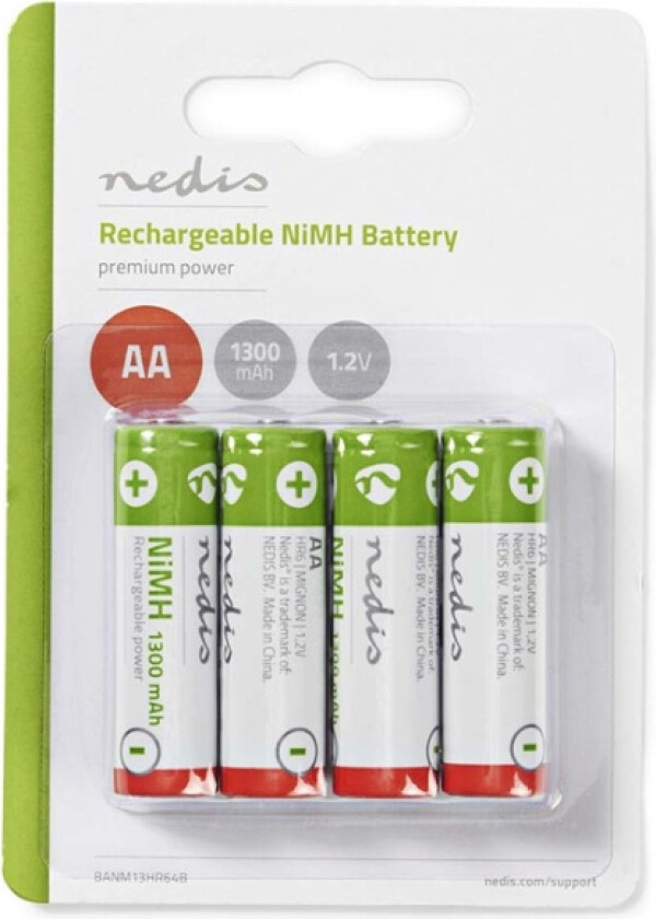 Oppladbare Ni-MH batteri AA | 1.2 V DC | 1300 mAh | 4-Blister