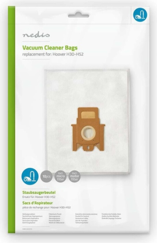 Støvsugepose- | 10 stk. | Syntetisk | Mest solgt for: Hoover H30-H52 | Hvit