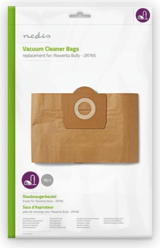 Støvsugepose- | 10 stk. | Papir | Mest solgt for: Rowenta Bully - ZR765 | Brun