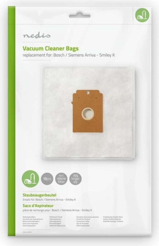 Støvsugepose- | 10 stk. | Syntetisk | Mest solgt for: Bosch / Siemens | Hvit
