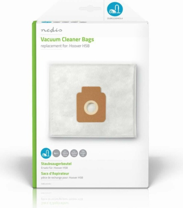 Støvsugepose- | 4 stk. | Syntetisk | Mest solgt for: Hoover H58 | Hvit