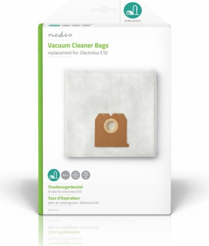 Støvsugepose- | 4 stk. | Syntetisk | Mest solgt for: Electrolux | Hvit