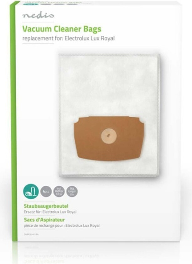 Støvsugepose- | 4 stk. | Syntetisk | Mest solgt for: Electrolux | Hvit