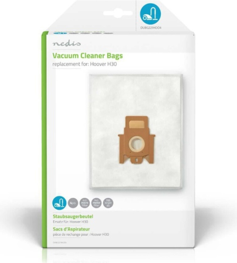 Støvsugepose- | 4 stk. | Syntetisk | Mest solgt for: Hoover H30 | Hvit