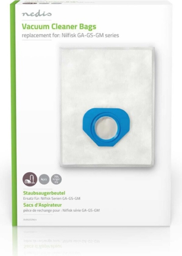 Støvsugepose- | 4 stk. | Syntetisk | Mest solgt for: Nilfisk | Hvit