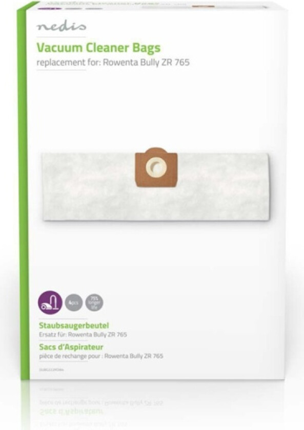 Støvsugepose- | 4 stk. | Syntetisk | Mest solgt for: Rowenta Bully ZR 765 | Hvit
