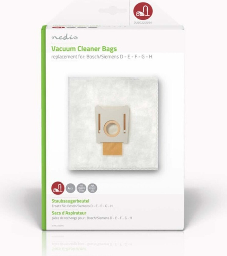Støvsugepose- | 4 stk. | Syntetisk | Mest solgt for: Bosch / Siemens | Hvit