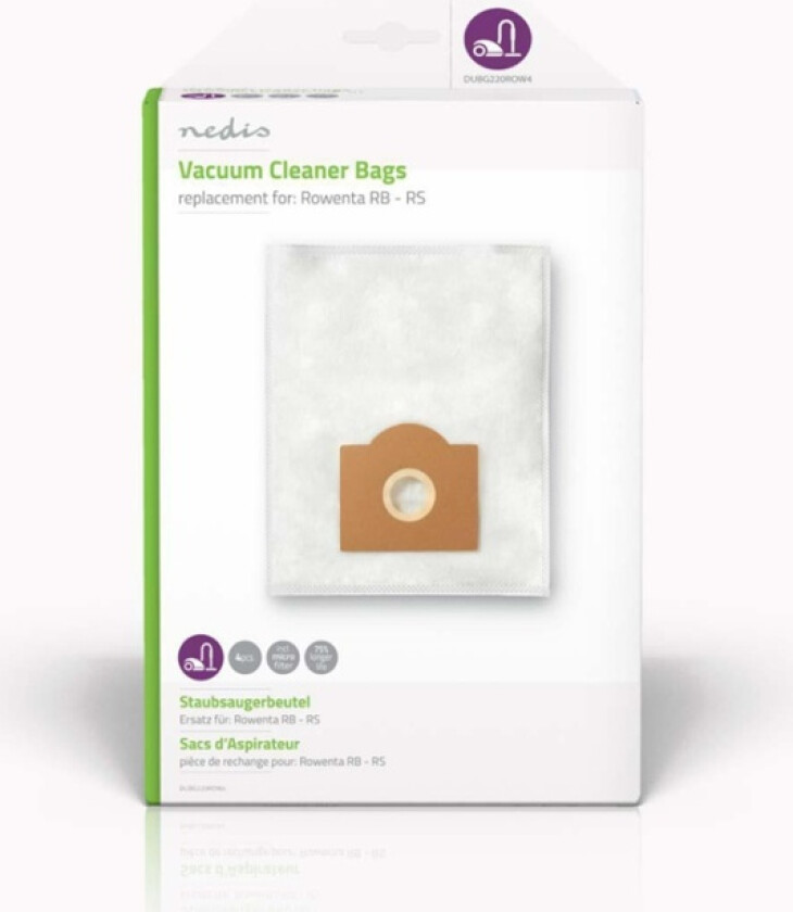 Støvsugepose- | 4 stk. | Syntetisk | Mest solgt for: Rowenta RB - RS | Hvit