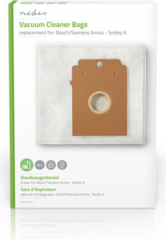 Støvsugepose- | 4 stk. | Syntetisk | Mest solgt for: Bosch / Siemens | Hvit