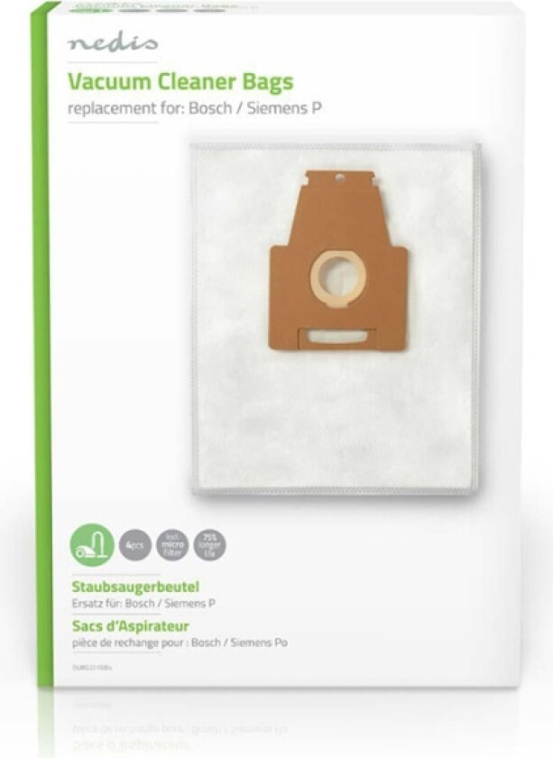 Støvsugepose- | 4 stk. | Syntetisk | Mest solgt for: Bosch / Siemens | Hvit