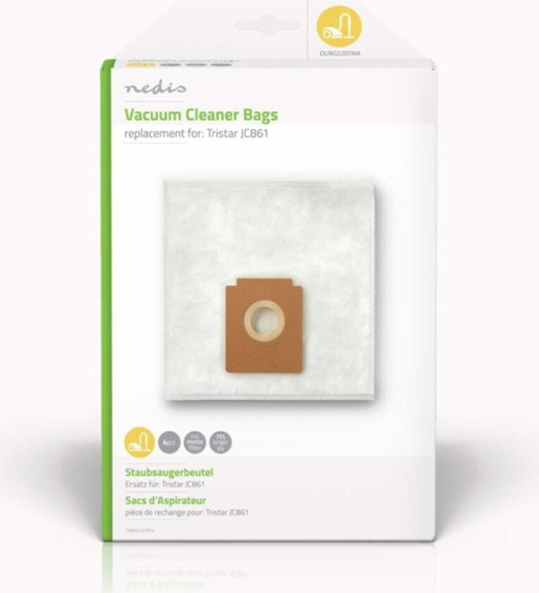 Støvsugepose- | 4 stk. | Syntetisk | Mest solgt for: Tristar JC861 | Hvit