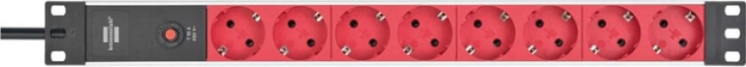 Bilde av brennenstuhl Alu-Line 8-veis 19" Stikkontakt for bryterbokser PG Plugg 2,00 m Sort/Rød C14