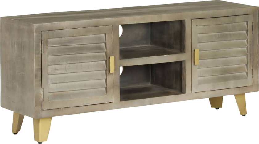TV-benk heltre mango grå med messing 110x30x48 cm