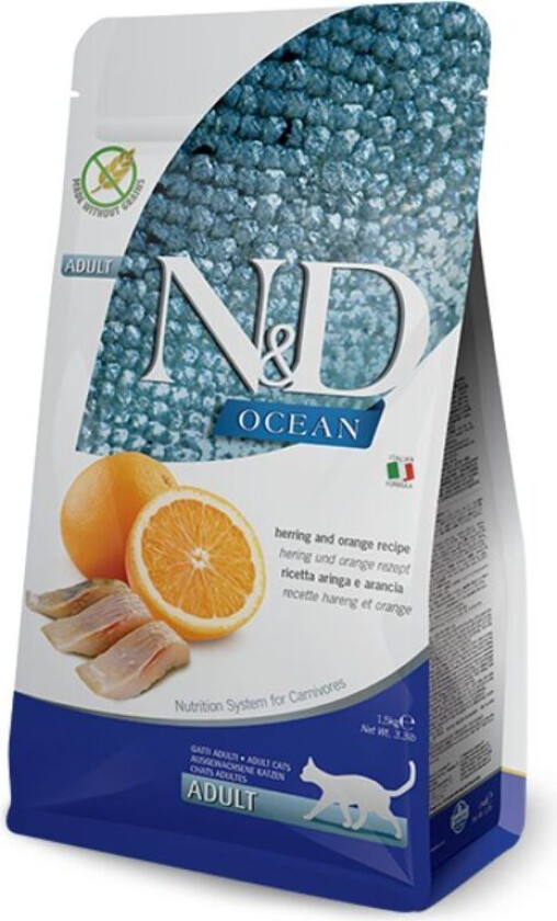N&D Ocean Herring & Orange Adult Tørrfôr til katt 5 kg