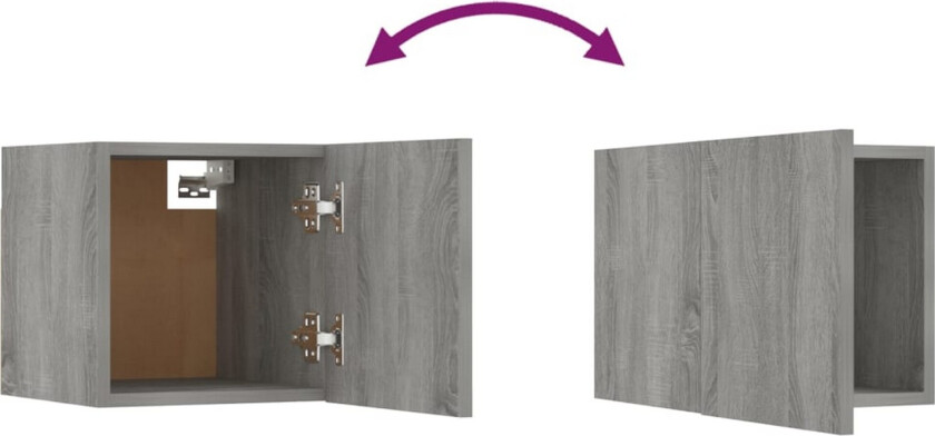 Bilde av Vegghengt TV-benk grå sonoma 30,5x30x30 cm