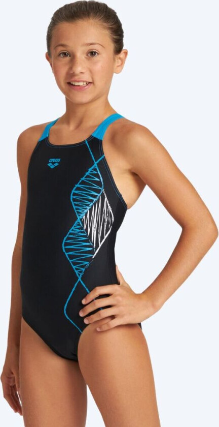 badedrakt til jenter - Sound Waves - Svart/blå