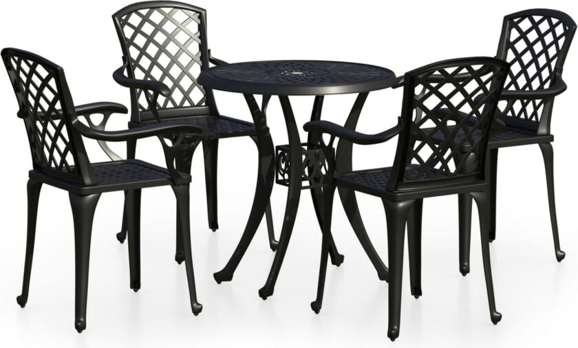 Bistrosett 5 deler støpt aluminium svart