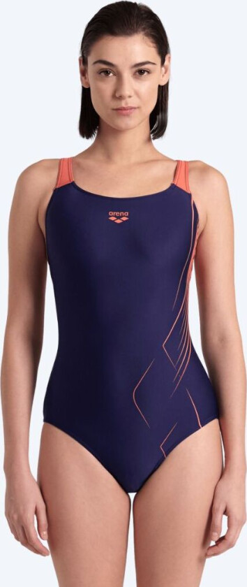 badedrakt til damer - Swim Pro Back - Mørkeblå/rosa