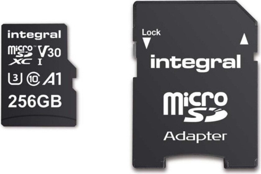 INTEGRAL 256 GB høyhastighets microSDHC/XC V30 UHS-I U3 minnekort