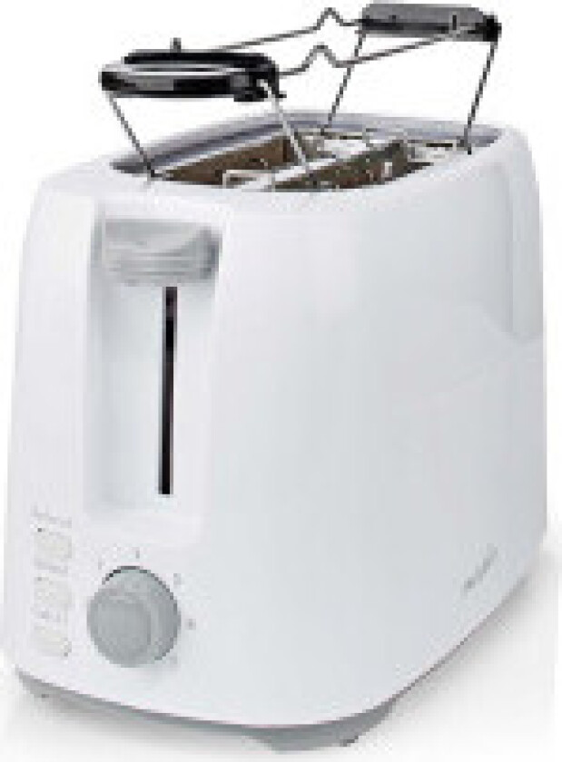 Brødrister | 2 Brødskiver | 2 Spor | Browning nivåer: 7 | Avrimingsfunksjon | Bun rack | Hvit