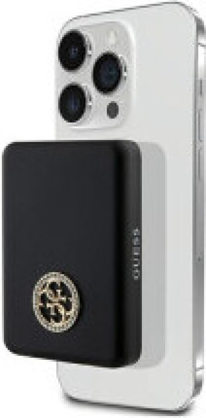 Guess 4G Strassed Metal Logo MagSafe - Power Bank induktiv 3000 mAh 5W MagSafe