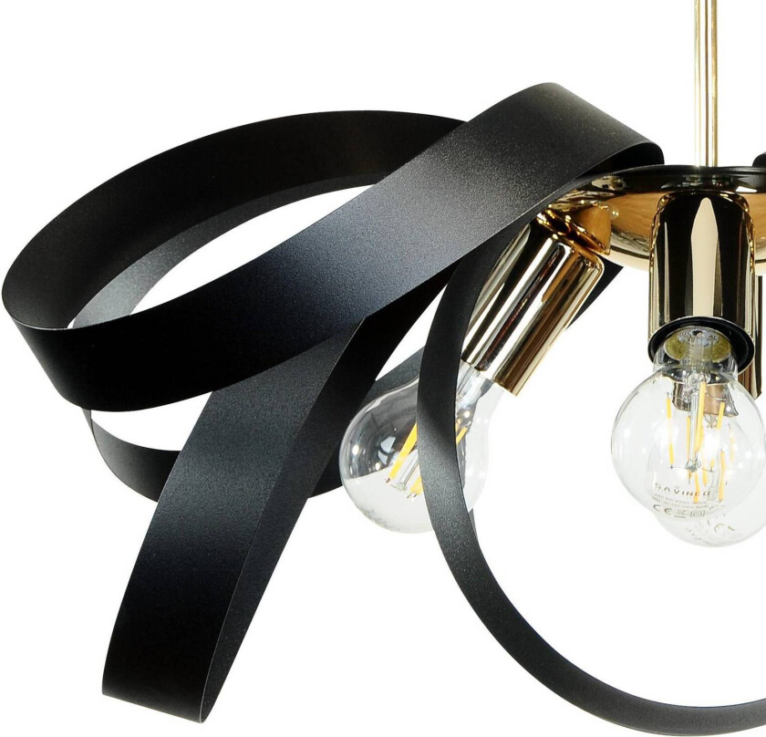 Petla taklampe, svart/gull, metall, Ø 65 cm