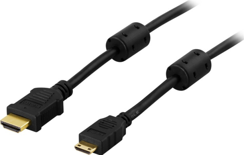 HDMI-kabel, v1.4+Ethernet, 19-pin ha-Mini ha, 1080p, svart, 1m