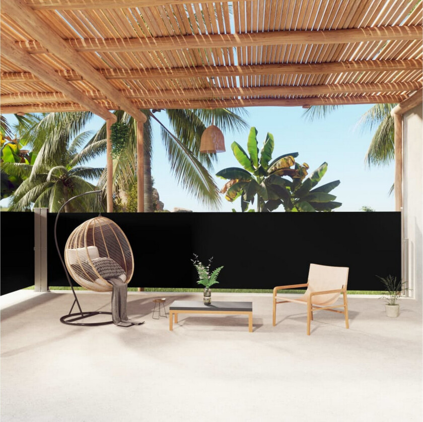 Uttrekkbar sidemarkise 140x1000 cm svart