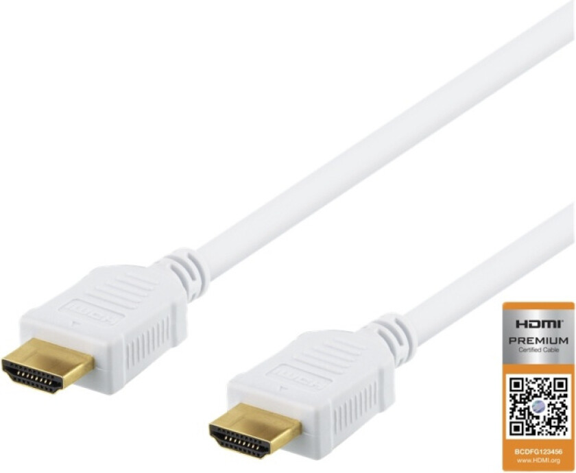 Premium Hdmi 2.0 Kabel, Ethernet, 4k, 2 Meter - Hvit