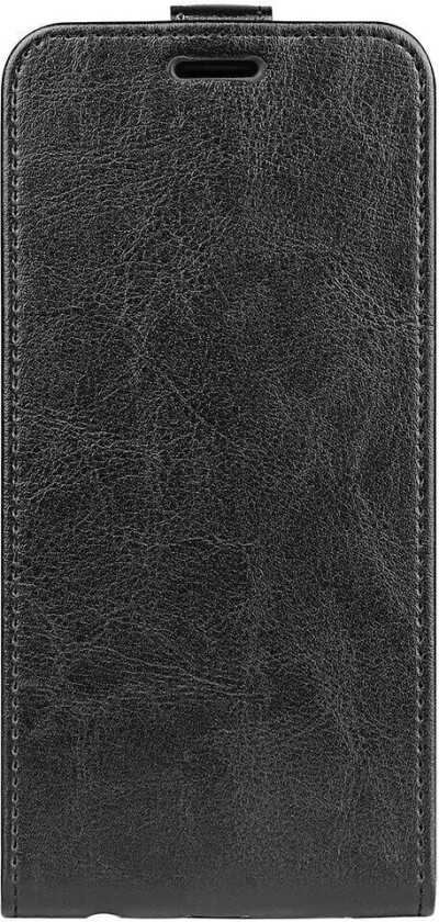 iPhone 15 Pro Vertikalt Flip Kunst Skinn Deksel med Lommebok - Svart