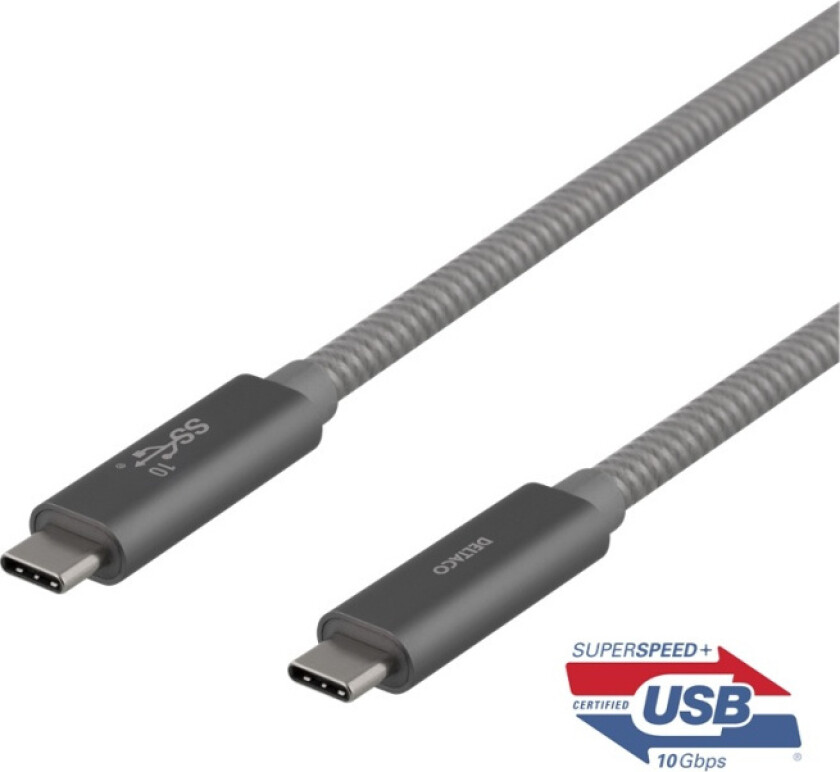 USB-C SuperSpeed cable, 1m, braided, USB 3.1 Gen 2, 10 Gbps, 1