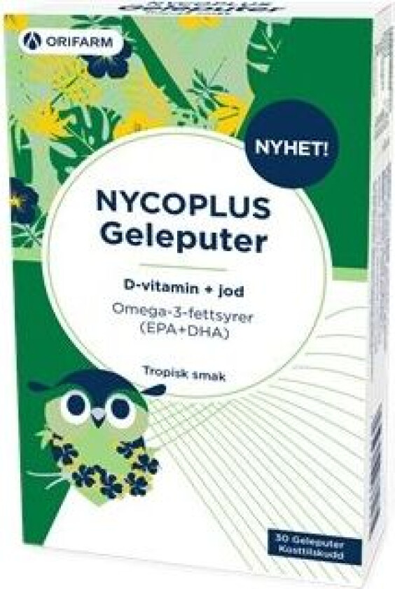 Omega-3 Geleputer med D-vitamin og jod, Tropisk, 30 stk.