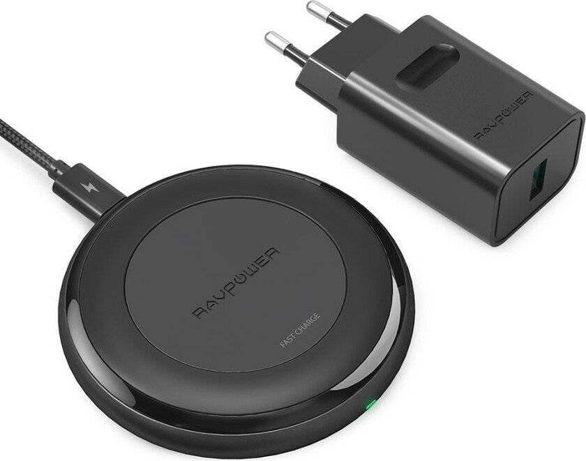 RAVPower Trådløs Qi lader, 10W inkl. Quick Charge 3.0, Svart