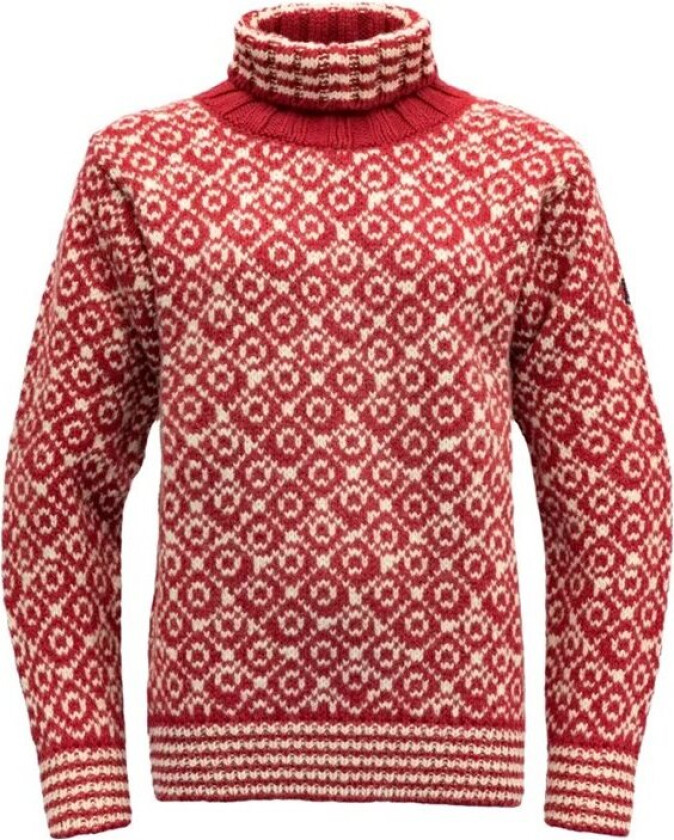 Unisex Svalbard Sweater High Neck S, Hindberry/Offwhite