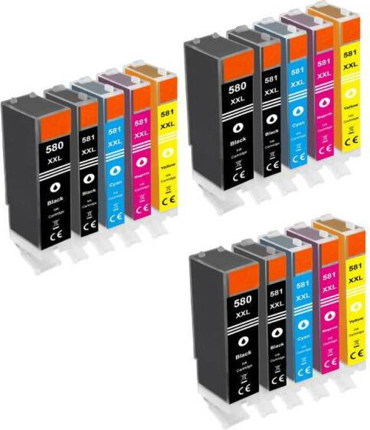 Canon PGI-580/CLI-581 XXL combo pack 15 stk blekkpatron - kompatibel - BK/C/M/Y 225 ml