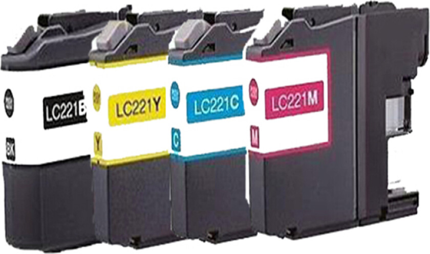 Brother LC 221 combo pack 4 stk blekkpatron - kompatibel - BK/C/M/Y 46 ml