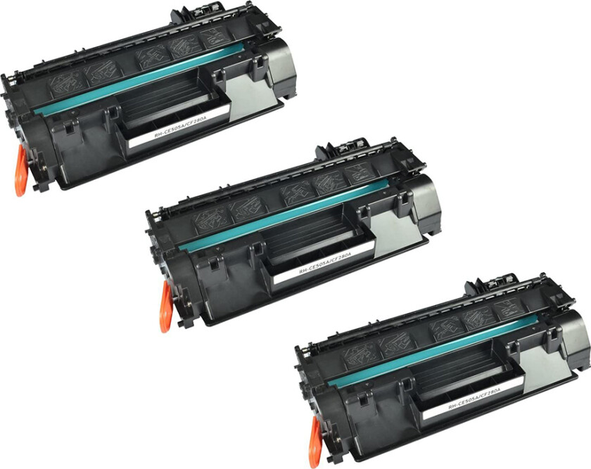 05A BK combo pack 3 stk Toner - CE505A Kompatibel - Svart 6900 sider