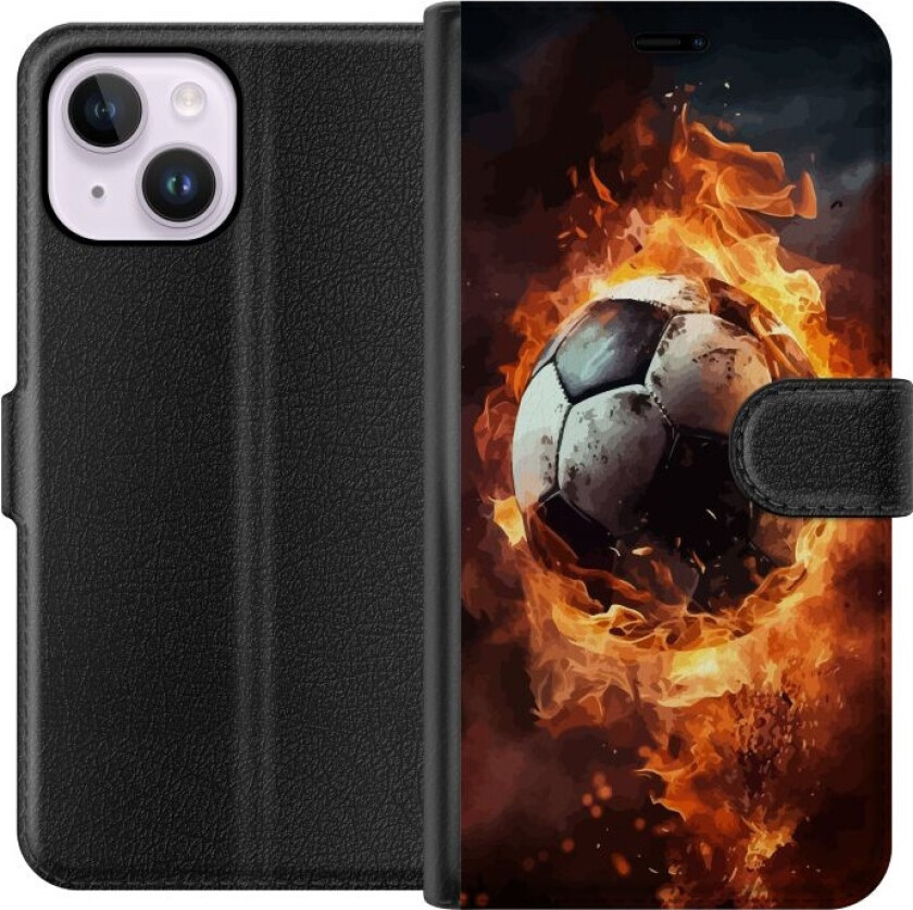 Lommeboketui til Apple iPhone 14 Plus med Fotball motiv